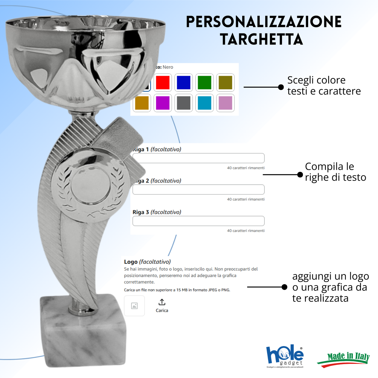 Coppa da 21 cm Silver in ABS con base in marmo | Cod. 13.214S