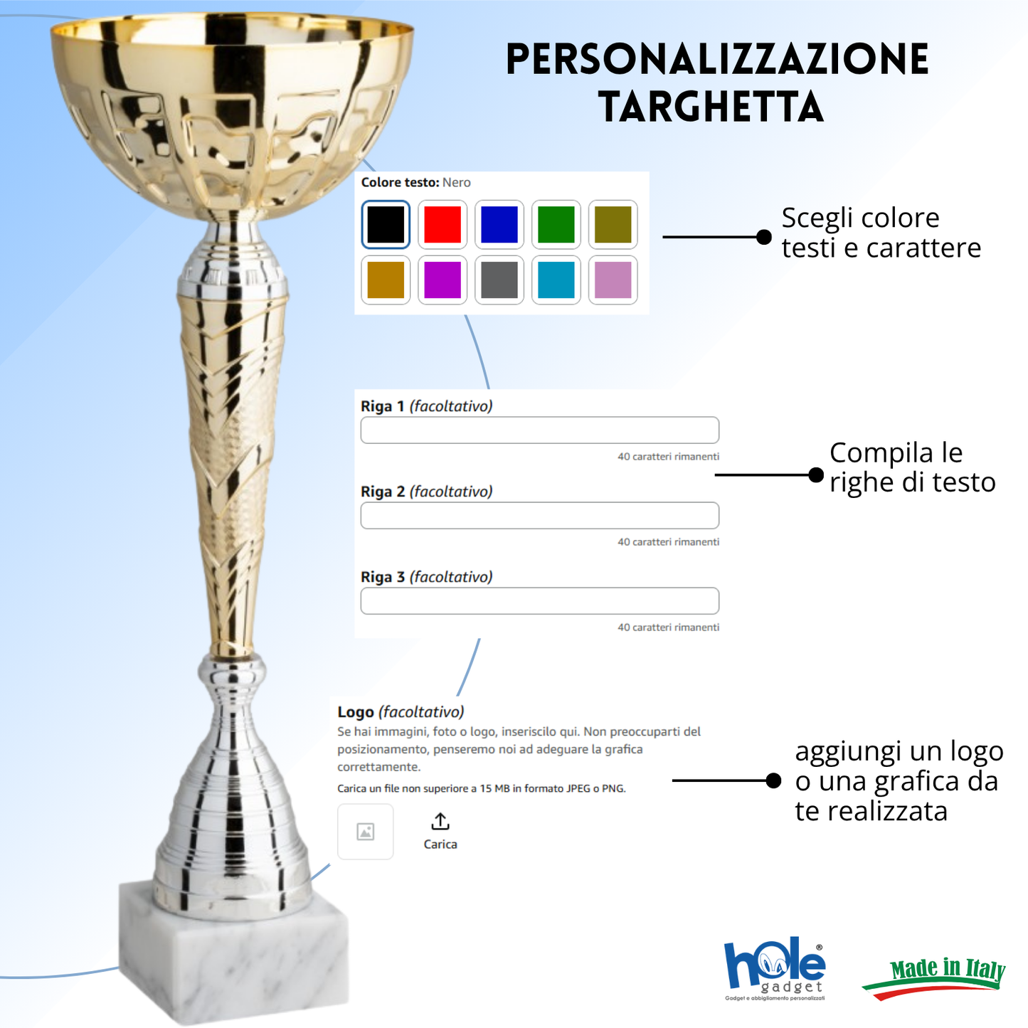 Set 4 coppe personalizzate 42 - 39 - 37 - 34 cm | Cod. 10.039G