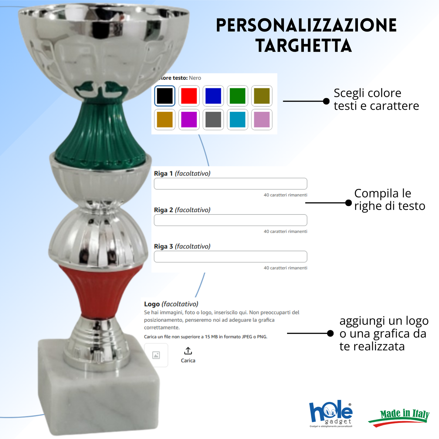 Tris di premiazioni 21 - 20 - 19 cm | Cod. 13.419S