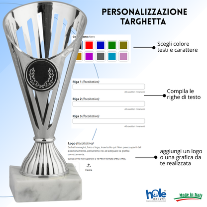 Coppa da 17 cm Argento in ABS con base in marmo | Cod. 13.022S