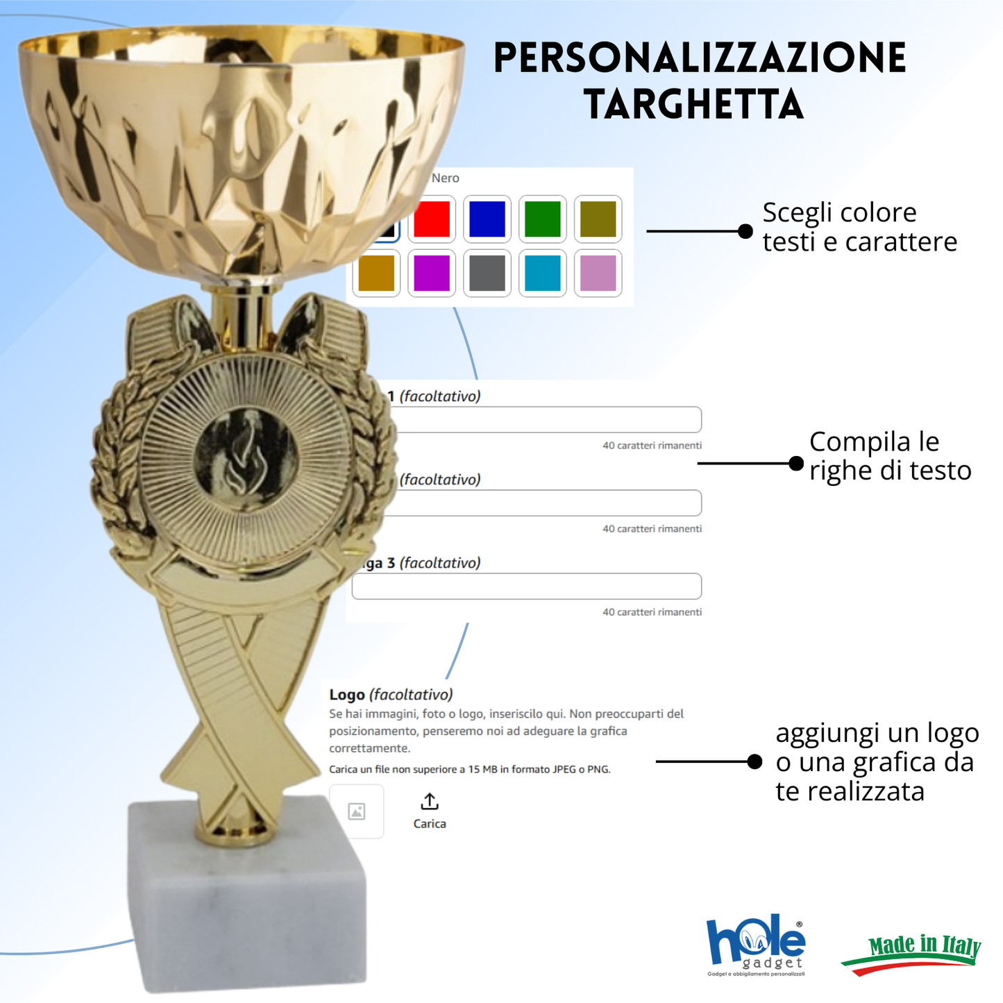 Set di 4 premiazioni 23 - 22 - 21 - 20 cm | Cod. 13.609G