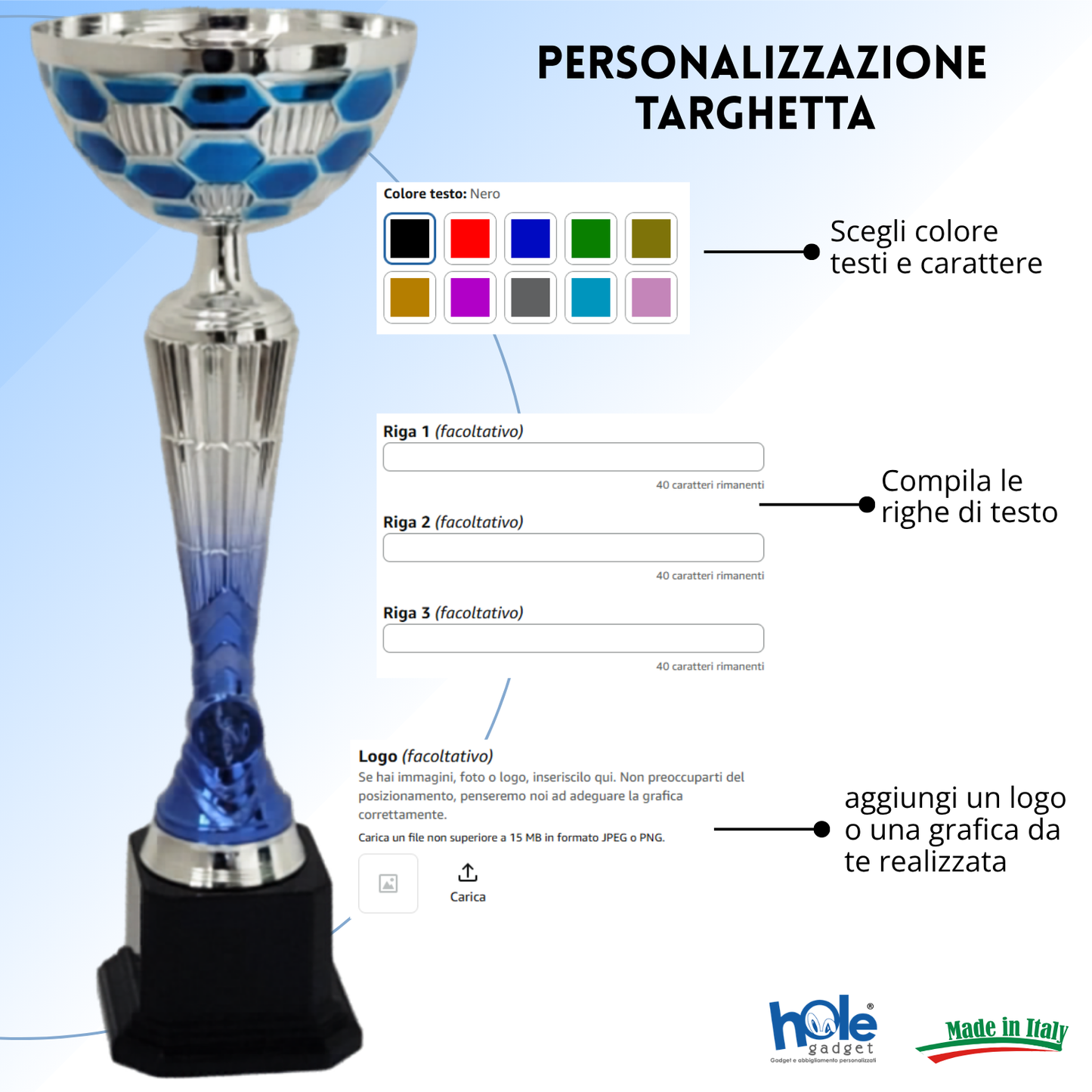Set 4 coppe personalizzate 43 - 40 - 34 - 30 cm | Cod. 10.089