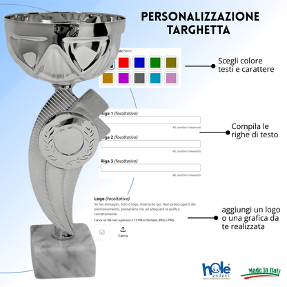 Coppa da 22 cm Silver in ABS con base in marmo | Cod. 13.213S
