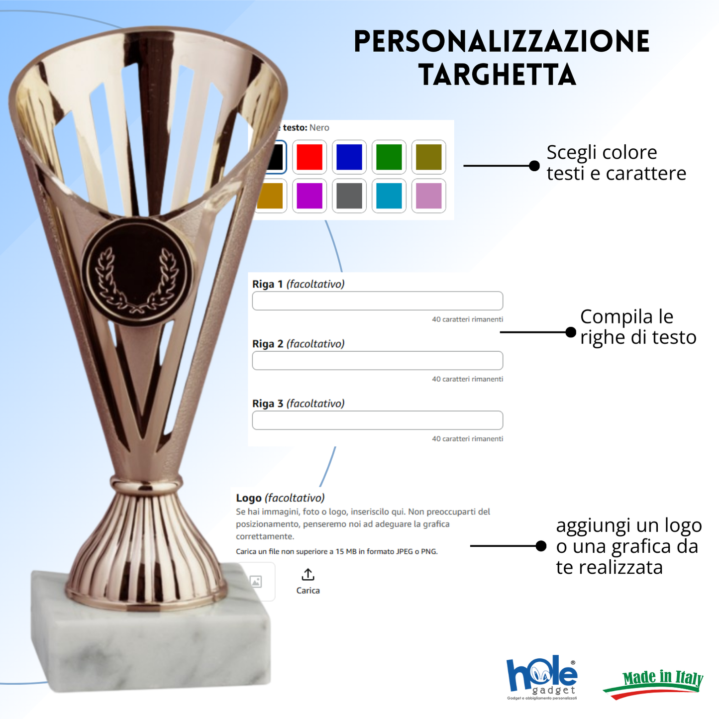 Coppa da 17 cm Bronzo in ABS con base in marmo | Cod. 13.023B