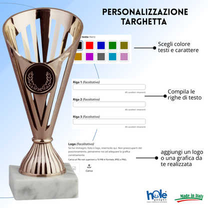 Coppa da 17 cm Bronzo in ABS con base in marmo | Cod. 13.023B