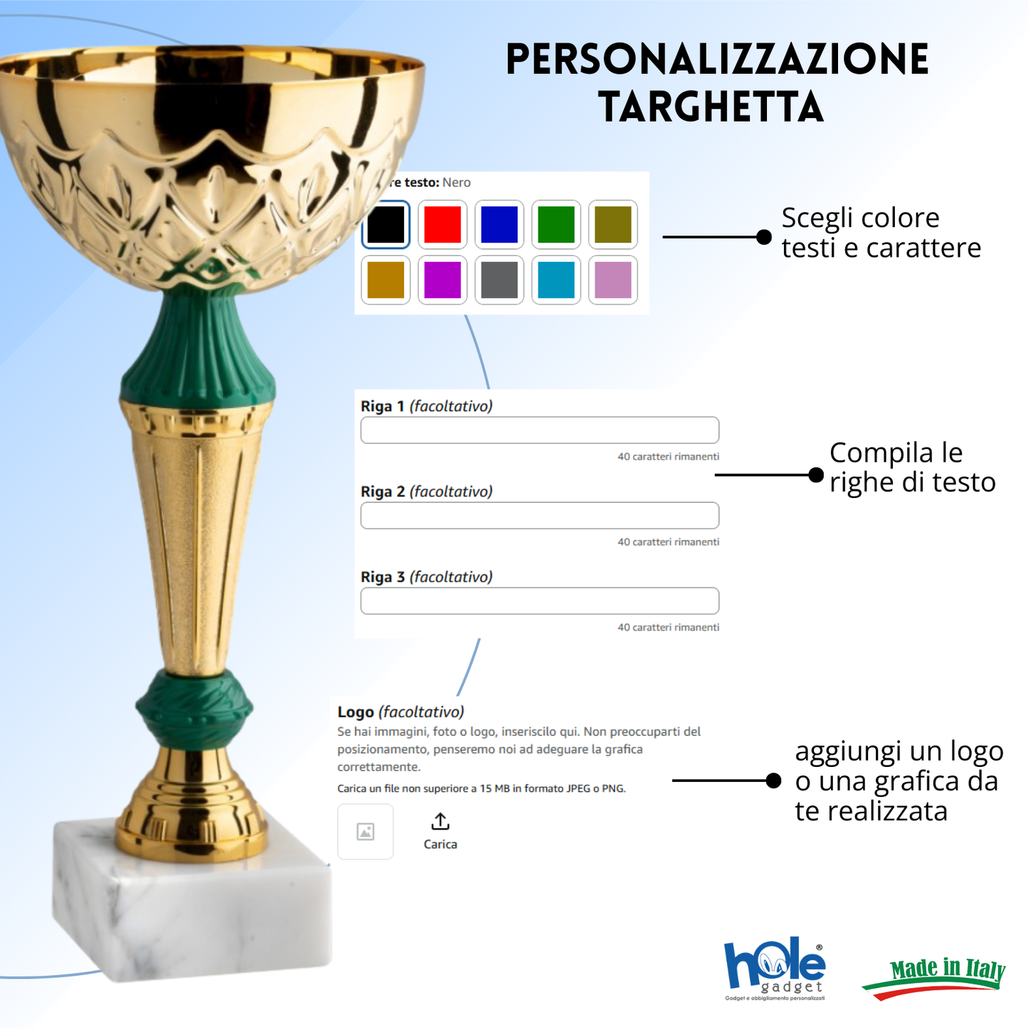Coppa da 22 cm con tazza in metallo e base in marmo | Cod. 13.584G