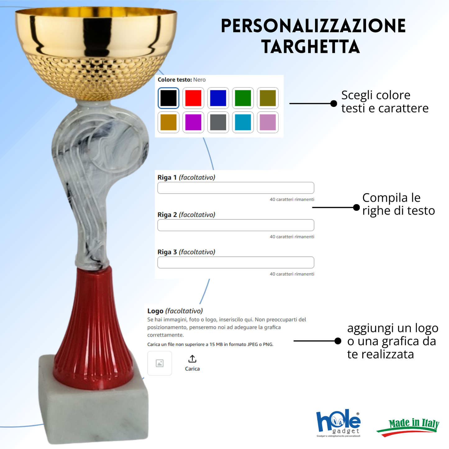 Tris di premiazioni 23 - 22 - 21 cm | Cod. 13.469