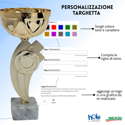 Coppa da 21 cm Oro in ABS con base in marmo | Cod. 13.214G
