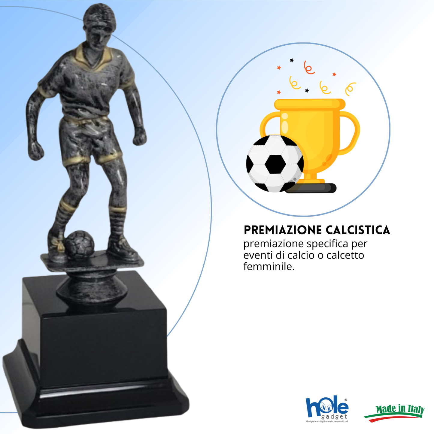 Premio calcistico femminile da 19 cm personalizzato | Cod. 14.506A