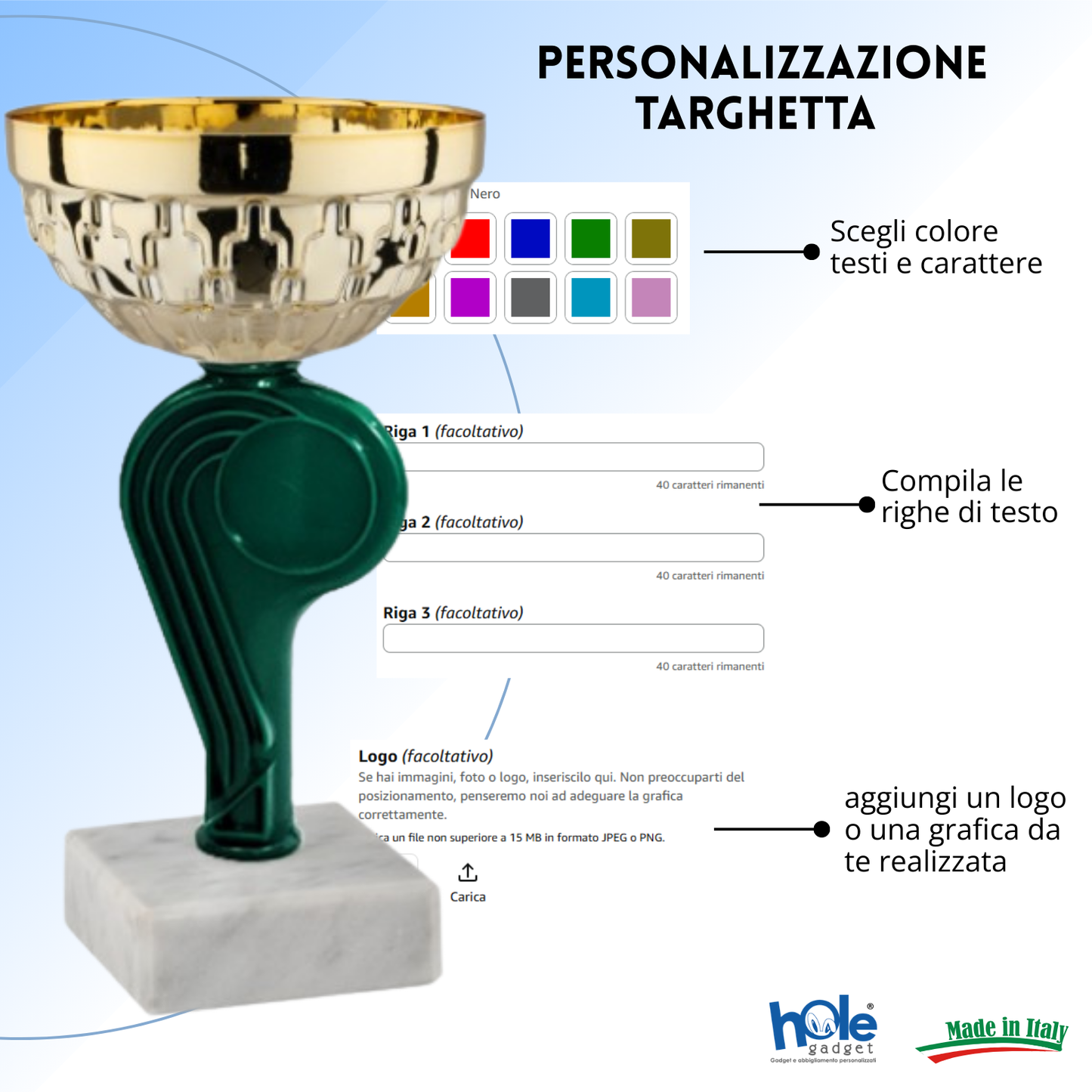 Tris di premiazioni 15 cm a 3 colorazioni | Cod. 13.569