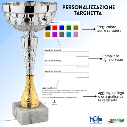 Coppa da 32 cm con tazza in metallo e base in marmo | Cod. 13.541S