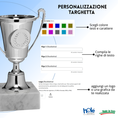 Coppa da 16 cm Silver in ABS con base in marmo | Cod. 13.291