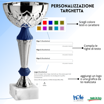 Coppa da 28 cm con tazza in metallo e base in marmo | Cod. 13.581S