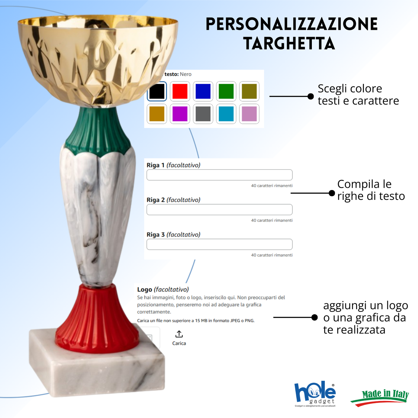 Coppa da 18 cm con tazza in metallo e base in marmo | Cod. 13.392G
