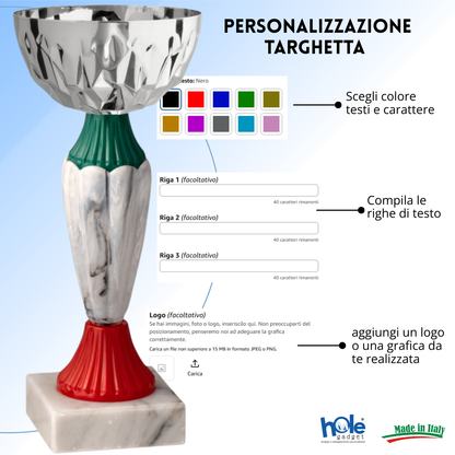 Coppa da 17 cm con tazza in metallo e base in marmo | Cod. 13.393S