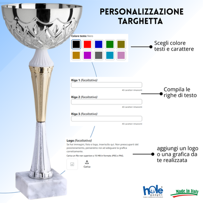 Coppa da 35 cm in metallo con base in marmo | Cod. 13.042G