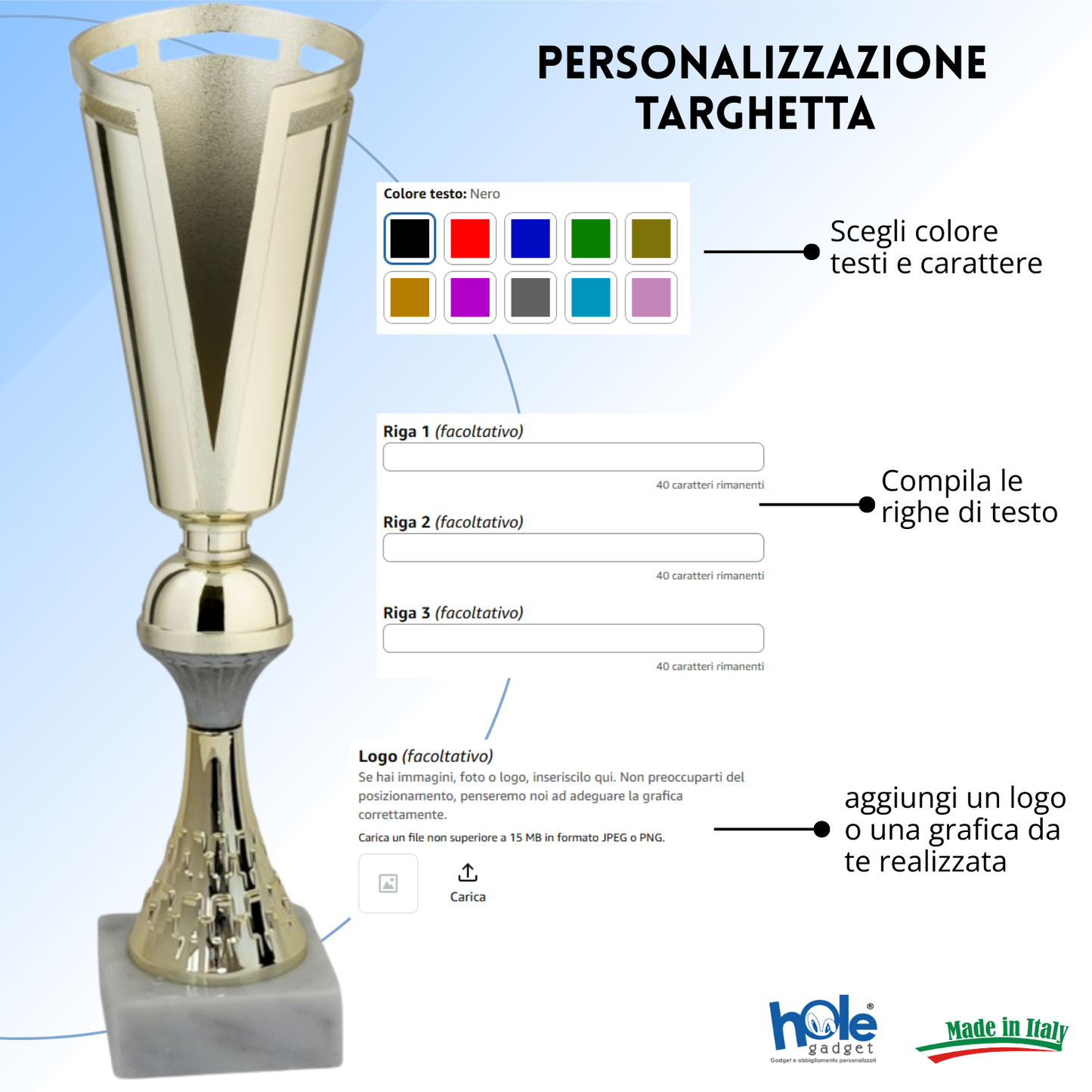 Tris di premiazioni economiche 37 - 36 - 34 cm | Cod. 13.209