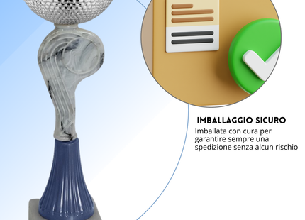 Coppa da 21 cm con tazza in metallo e base in marmo | Cod. 13.463S