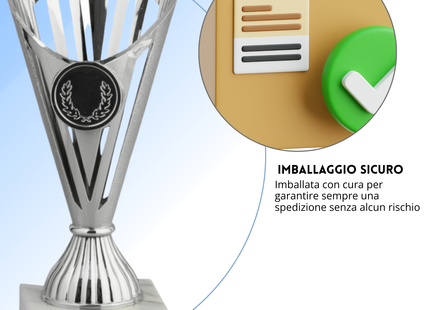 Coppa da 17 cm Argento in ABS con base in marmo | Cod. 13.022S