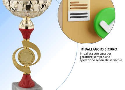 Coppa da 29 cm con tazza in metallo e base in marmo | Cod. 13.551G