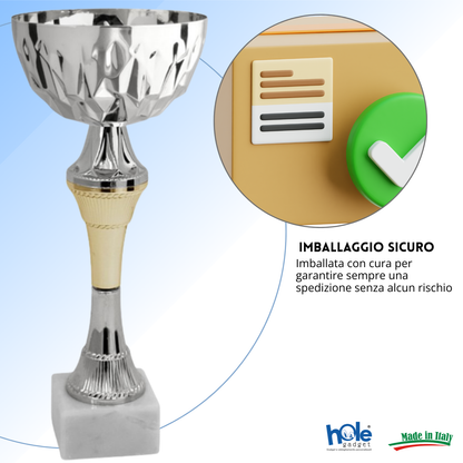 Coppa da 26 cm con tazza in metallo e base in marmo | Cod. 13.591S