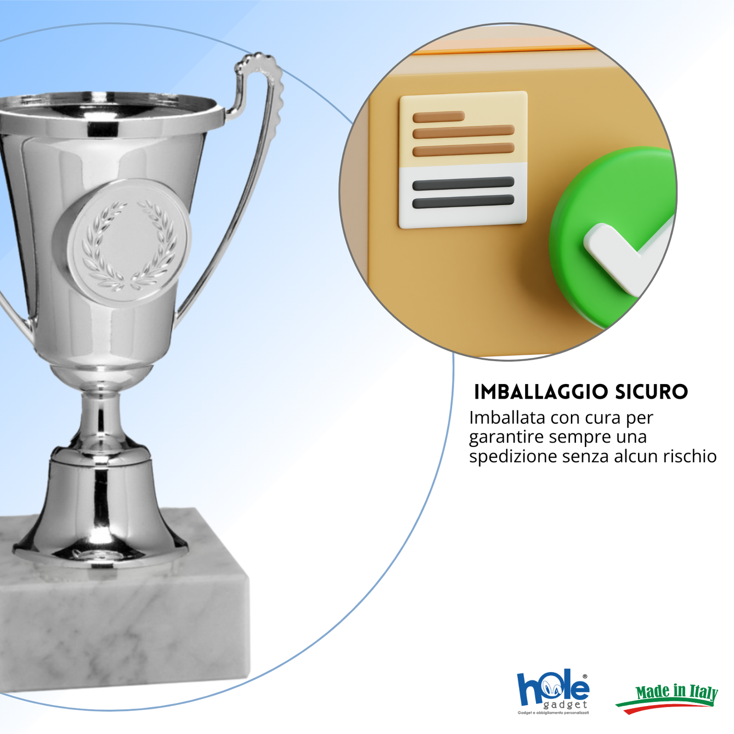 Coppa da 16 cm Silver in ABS con base in marmo | Cod. 13.291