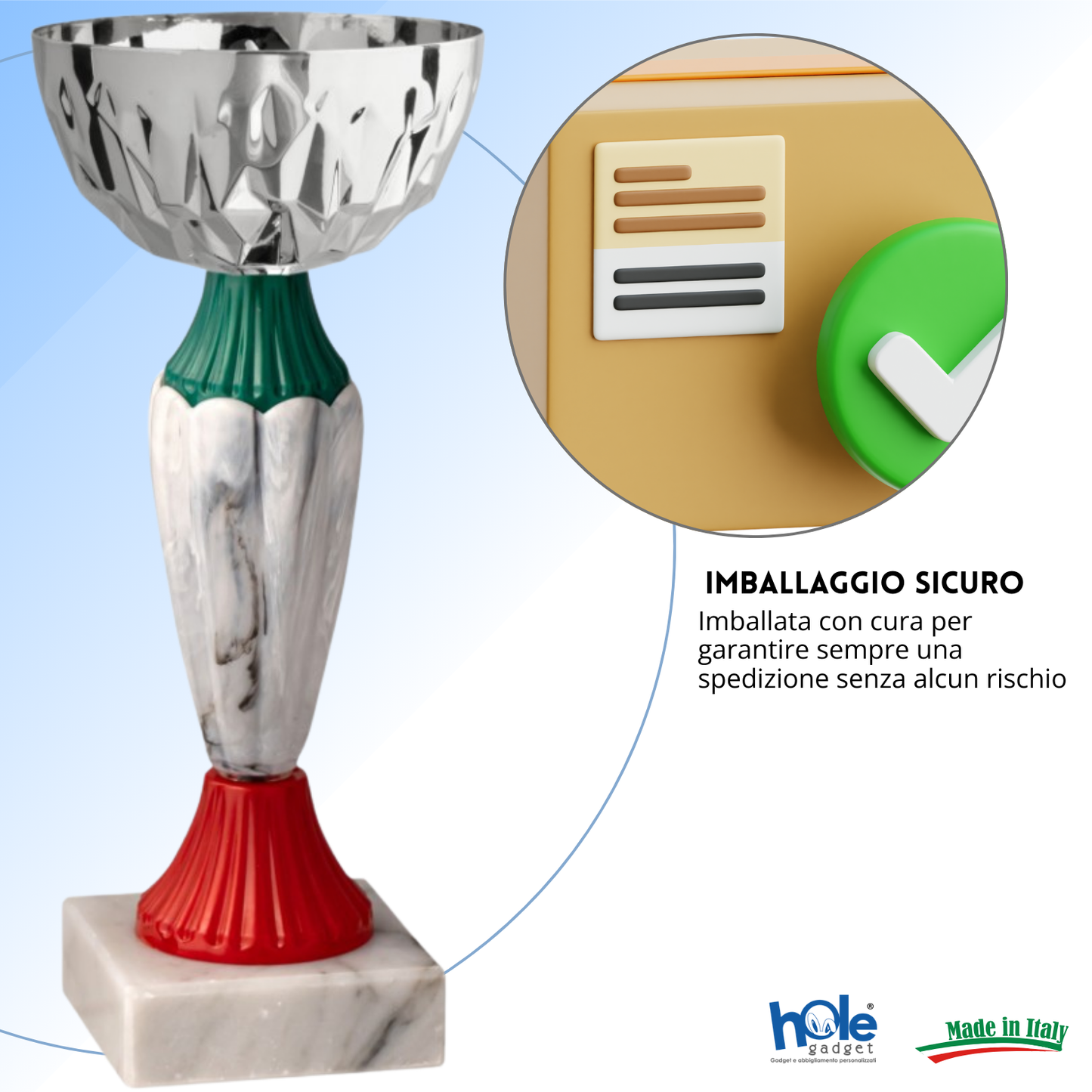 Coppa da 19 cm con tazza in metallo e base in marmo | Cod. 13.391S