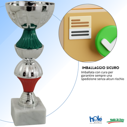 Coppa da 20 cm in metallo con base in marmo | Cod. 13.412S