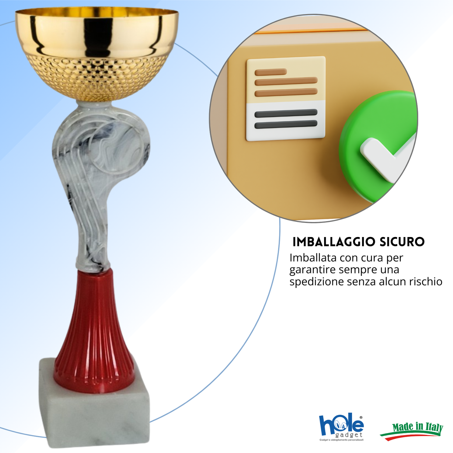 Coppa da 23 cm con tazza in metallo e base in marmo | Cod. 13.461G