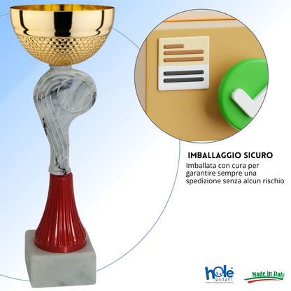 Coppa da 23 cm con tazza in metallo e base in marmo | Cod. 13.461G