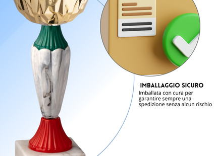 Coppa da 19 cm con tazza in metallo e base in marmo | Cod. 13.391G