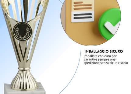 Coppa da 17 cm Oro in ABS con base in marmo | Cod. 13.021G