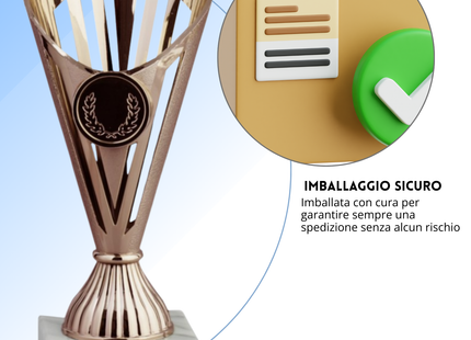 Coppa da 17 cm Bronzo in ABS con base in marmo | Cod. 13.023B