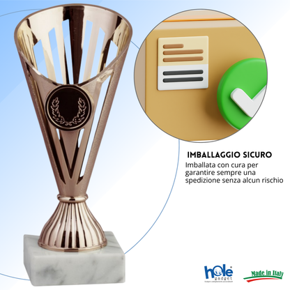 Coppa da 17 cm Bronzo in ABS con base in marmo | Cod. 13.023B