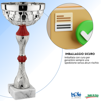Coppa da 25 cm in metallo con base in marmo | Cod. 13.244S