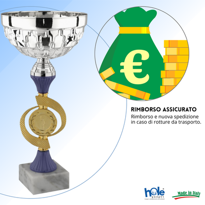 Coppa da 29 cm con tazza in metallo e base in marmo | Cod. 13.551S
