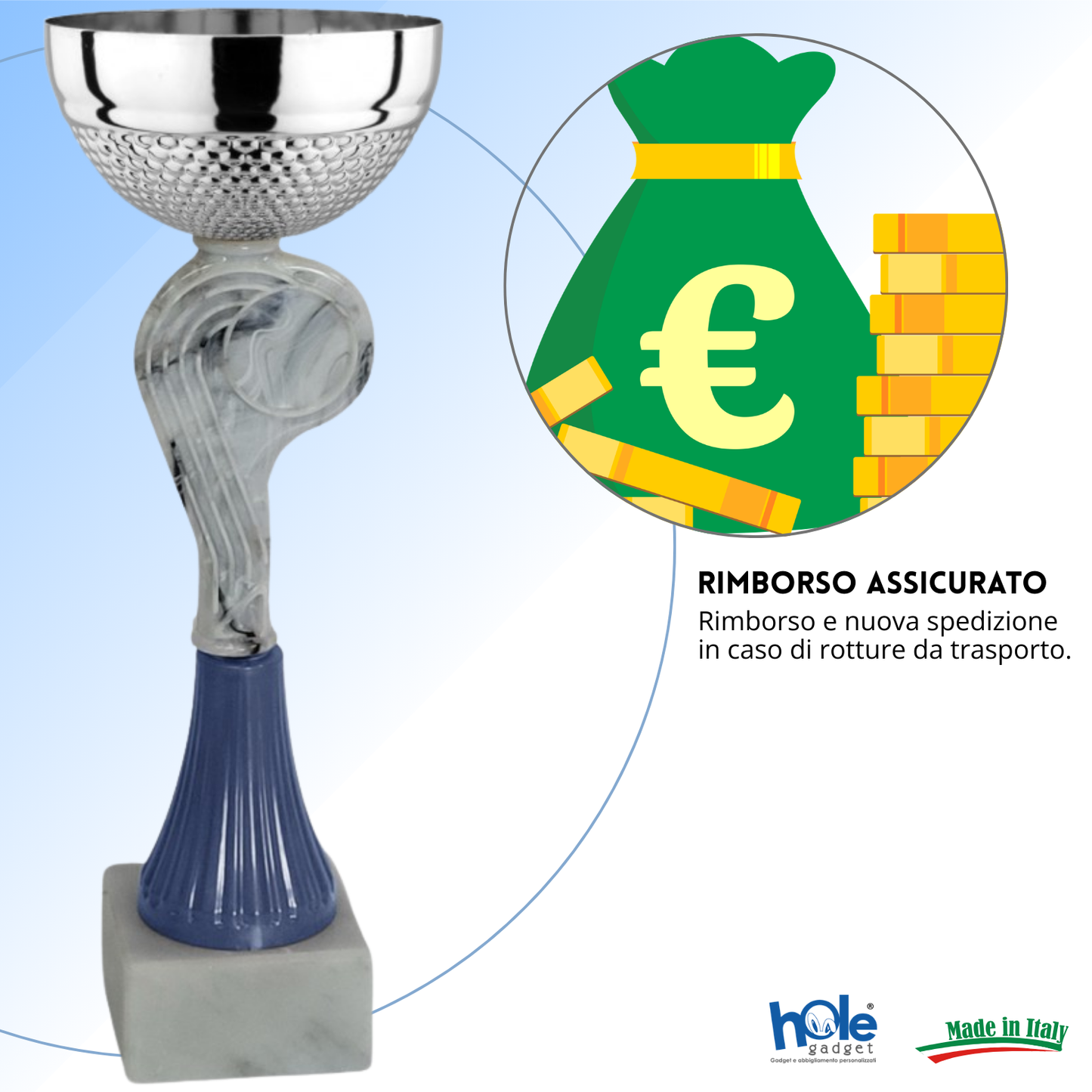 Coppa da 23 cm con tazza in metallo e base in marmo | Cod. 13.461S