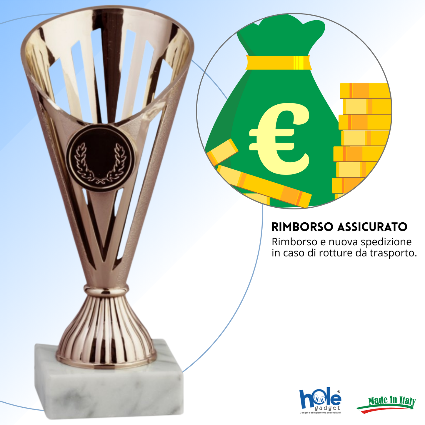 Coppa da 17 cm Bronzo in ABS con base in marmo | Cod. 13.023B