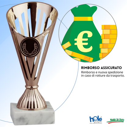 Coppa da 17 cm Bronzo in ABS con base in marmo | Cod. 13.023B