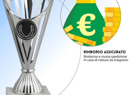 Coppa da 17 cm Argento in ABS con base in marmo | Cod. 13.022S