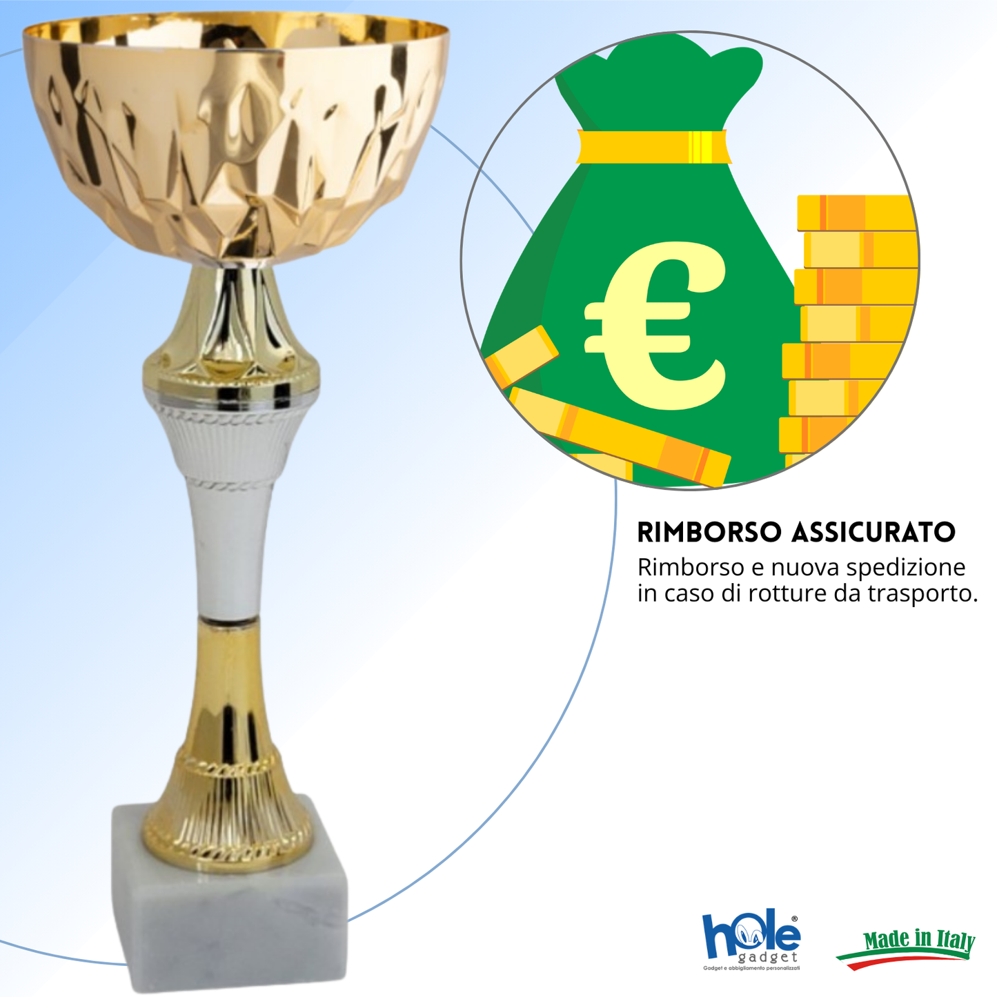 Coppa da 21 cm con tazza in metallo e base in marmo | Cod. 13.593G