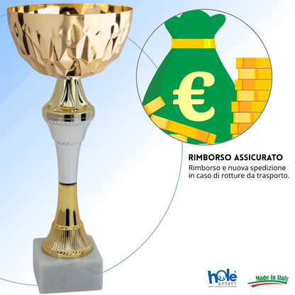 Coppa da 21 cm con tazza in metallo e base in marmo | Cod. 13.593G
