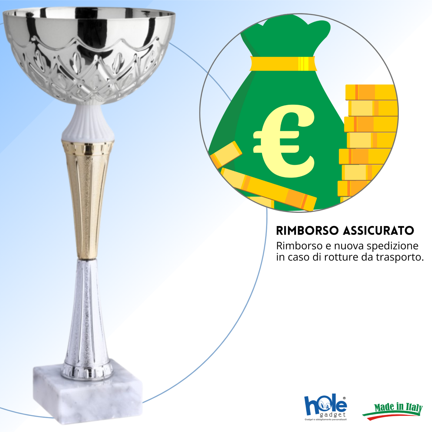 Coppa da 30 cm in metallo con base in marmo | Cod. 13.043S