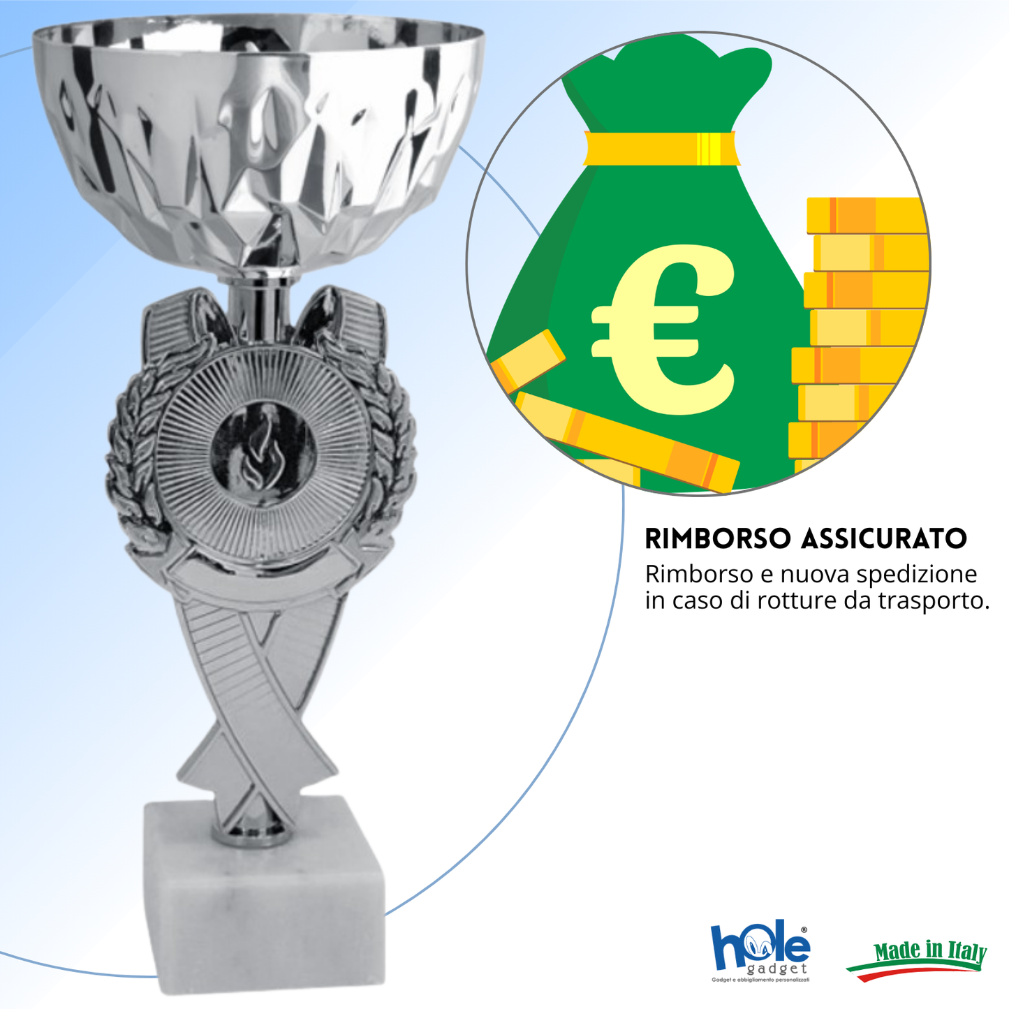 Coppa da 20 cm con tazza in metallo e base in marmo | Cod. 13.604S