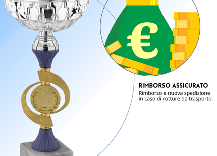 Coppa da 23 cm con tazza in metallo e base in marmo | Cod. 13.553S