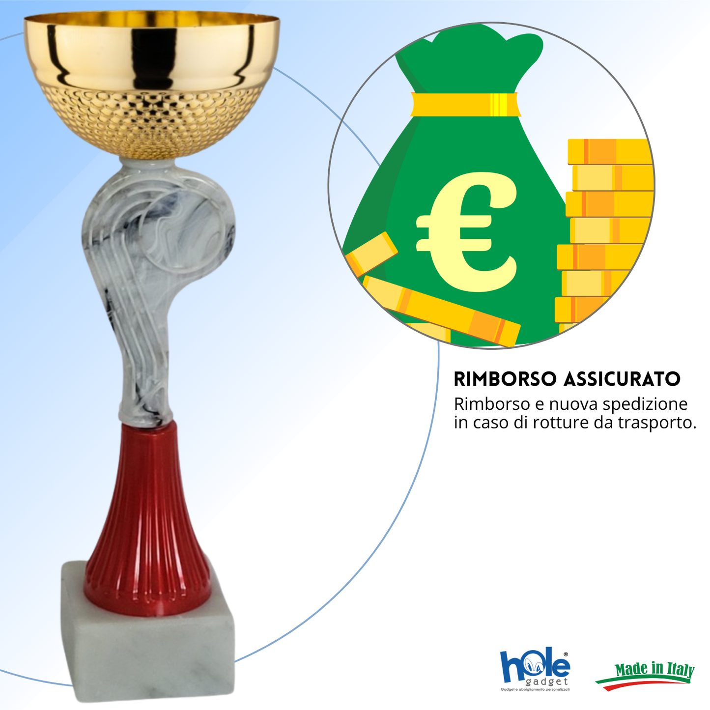 Coppa da 23 cm con tazza in metallo e base in marmo | Cod. 13.461G