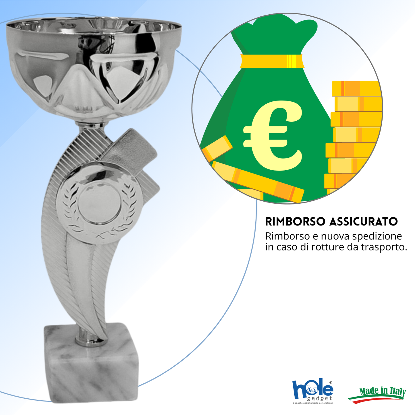 Coppa da 22 cm Silver in ABS con base in marmo | Cod. 13.213S