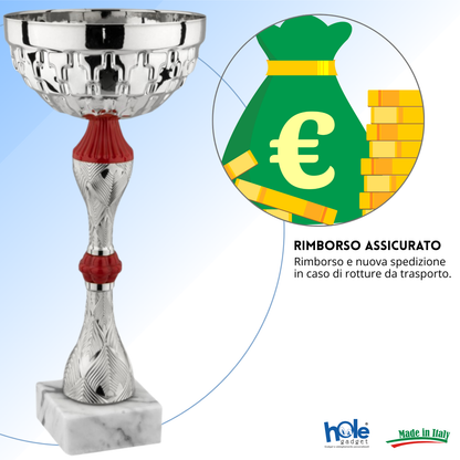 Coppa da 22 cm in metallo con base in marmo | Cod. 13.245S
