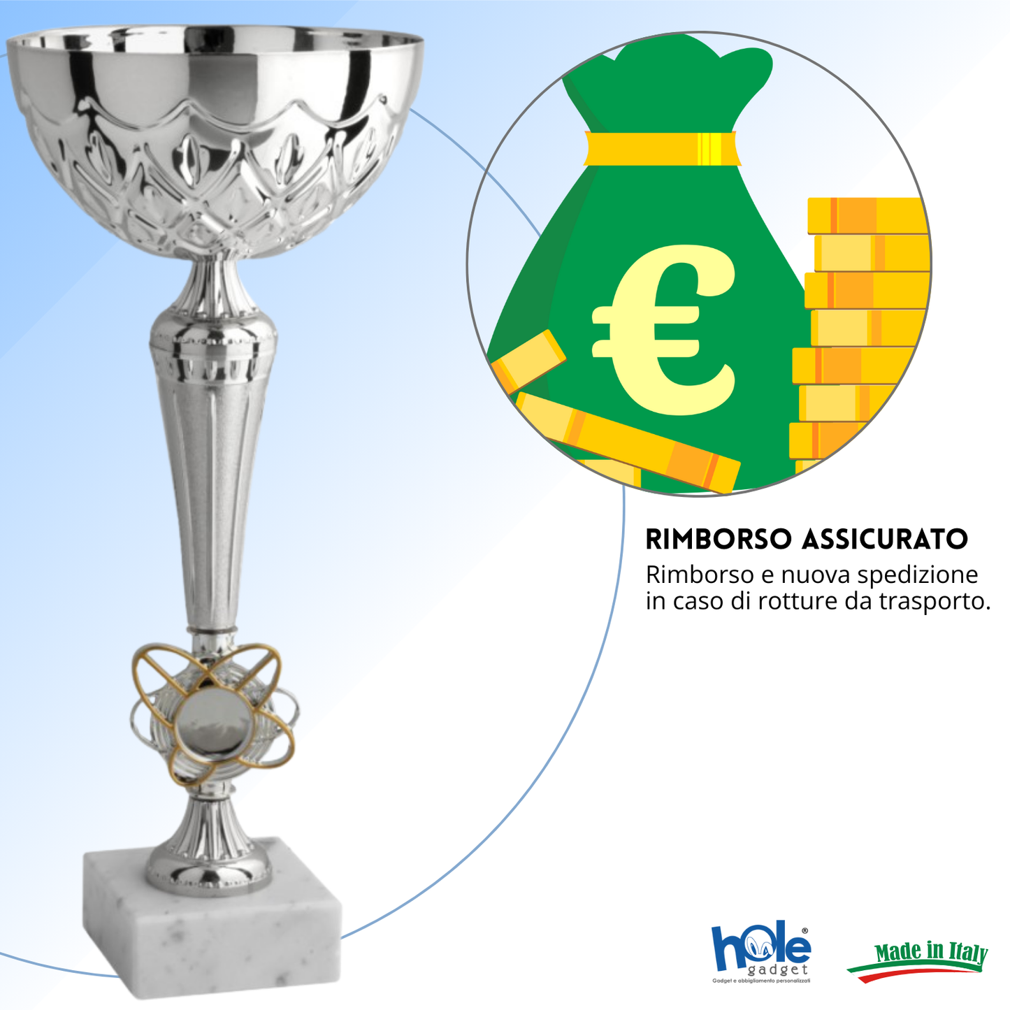Coppa da 27 cm in metallo con base in marmo | Cod. 13.054S