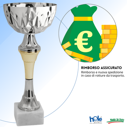 Coppa da 23 cm con tazza in metallo e base in marmo | Cod. 13.592S